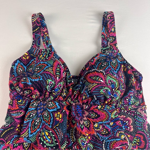 NWT Swim Solutions Womens Floral Tummy Control Tankini Swimsuit - Picture 3 of 9